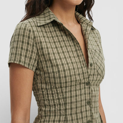 Camisa Cuadros Manga Corta Mujer