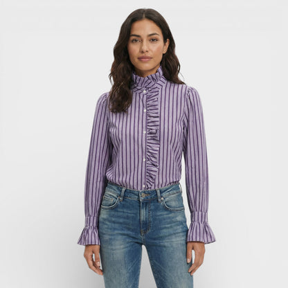 Blusa Cuadros Volantes Mujer Elegante