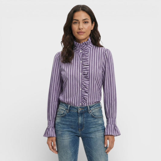 Blusa Cuadros Volantes Mujer Elegante