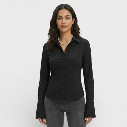Blusa Ajustada Manga Acampanada Mujer