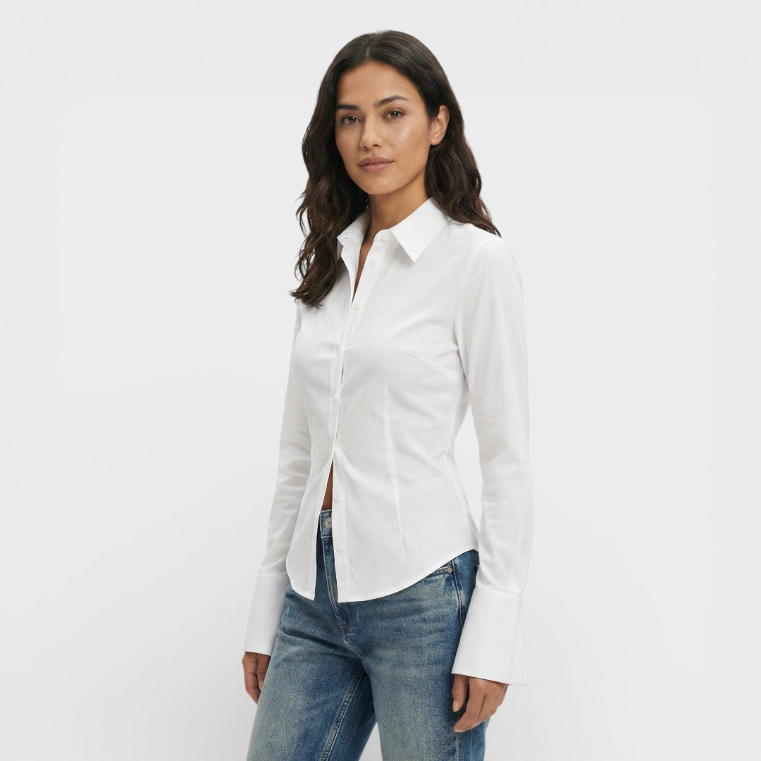 Blusa Ajustada Manga Acampanada Mujer