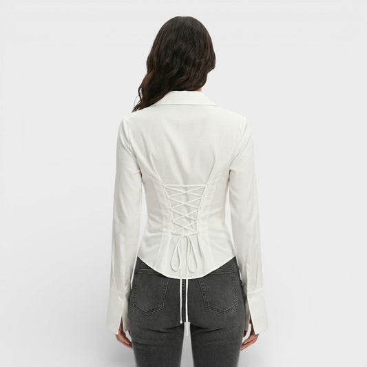 Blusa Ajustada Manga Acampanada Mujer