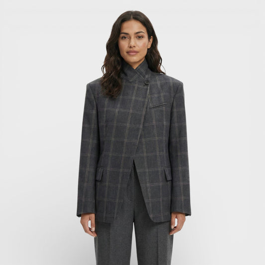 Blazer Corto a Cuadros Mujer