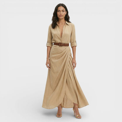 Vestido Camisero Largo Mujer Elegante