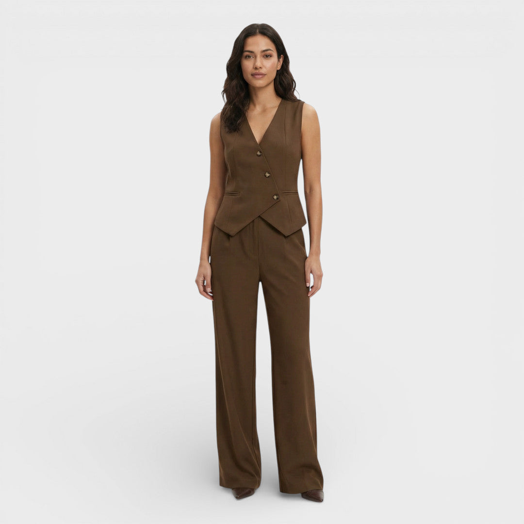 Conjunto Elegante Mujer Chaleco Pantalón
