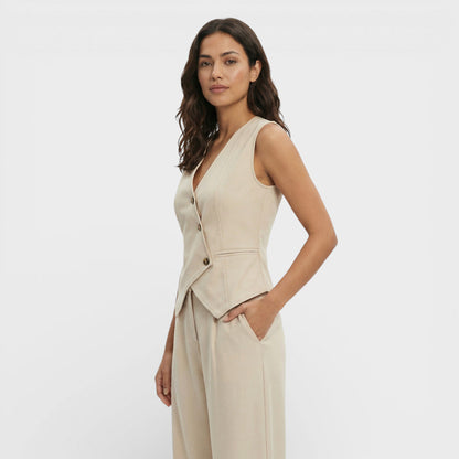 Conjunto Elegante Mujer Chaleco Pantalón