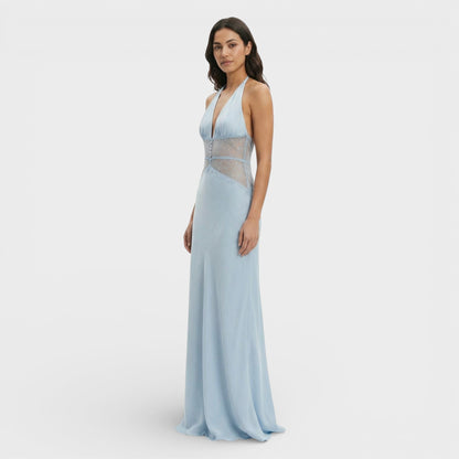 Vestido Largo Halter Espalda Abierta
