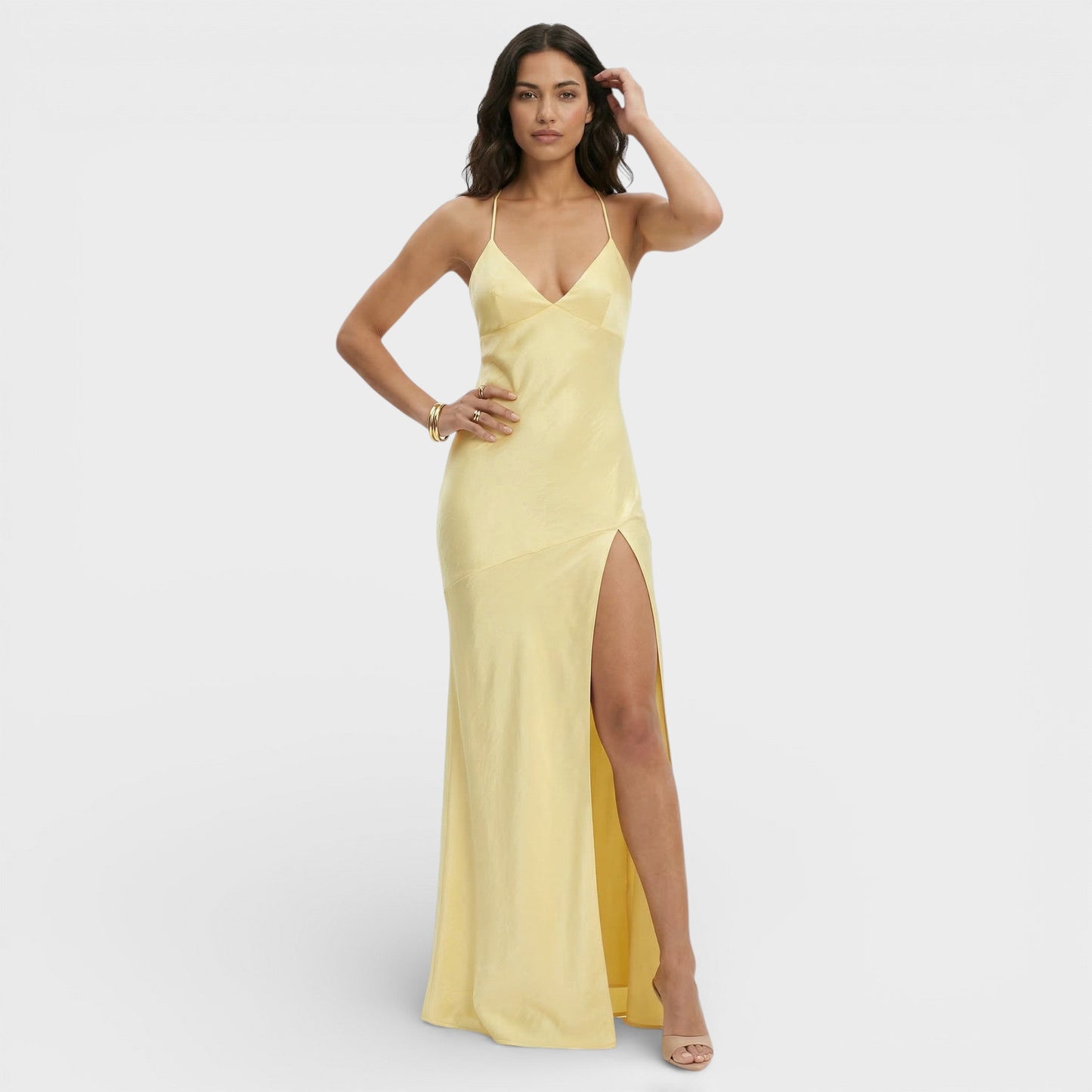 Vestido Maxi Abertura Elegante Mujer