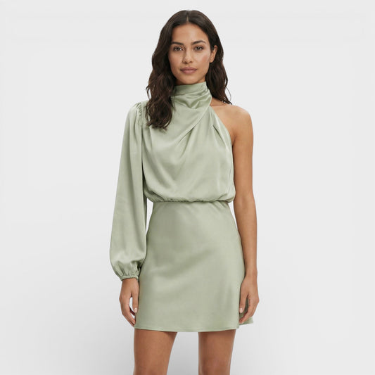 Vestido Asimétrico Mini Satinado
