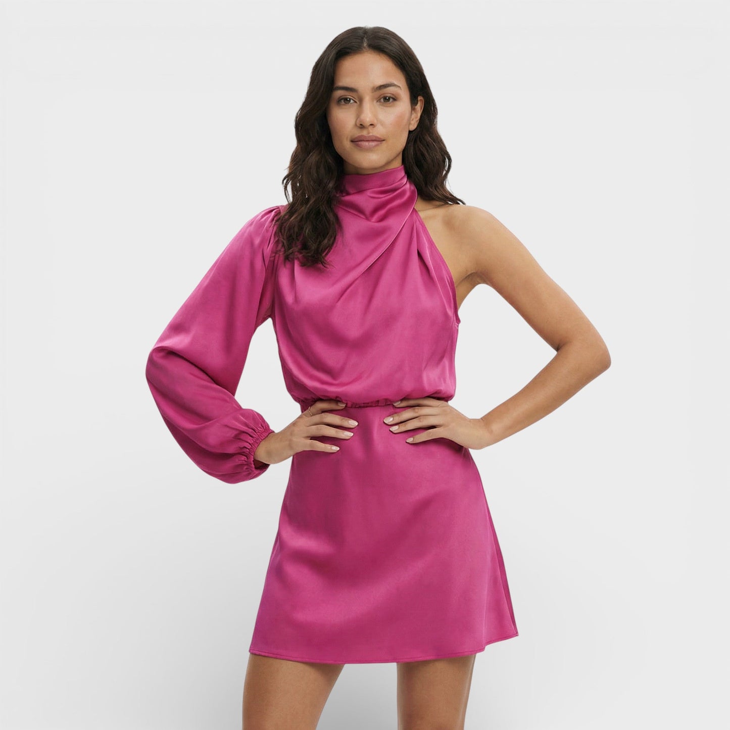 Vestido Asimétrico Mini Satinado