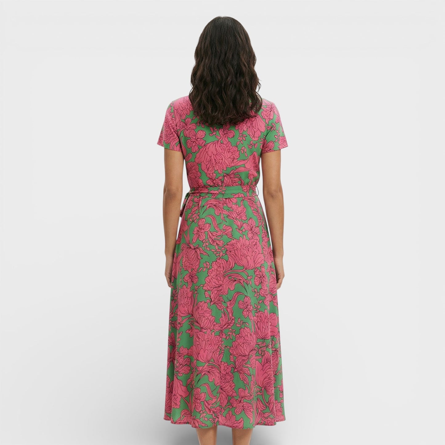 Vestido Midi Cruzado Floral Mujer