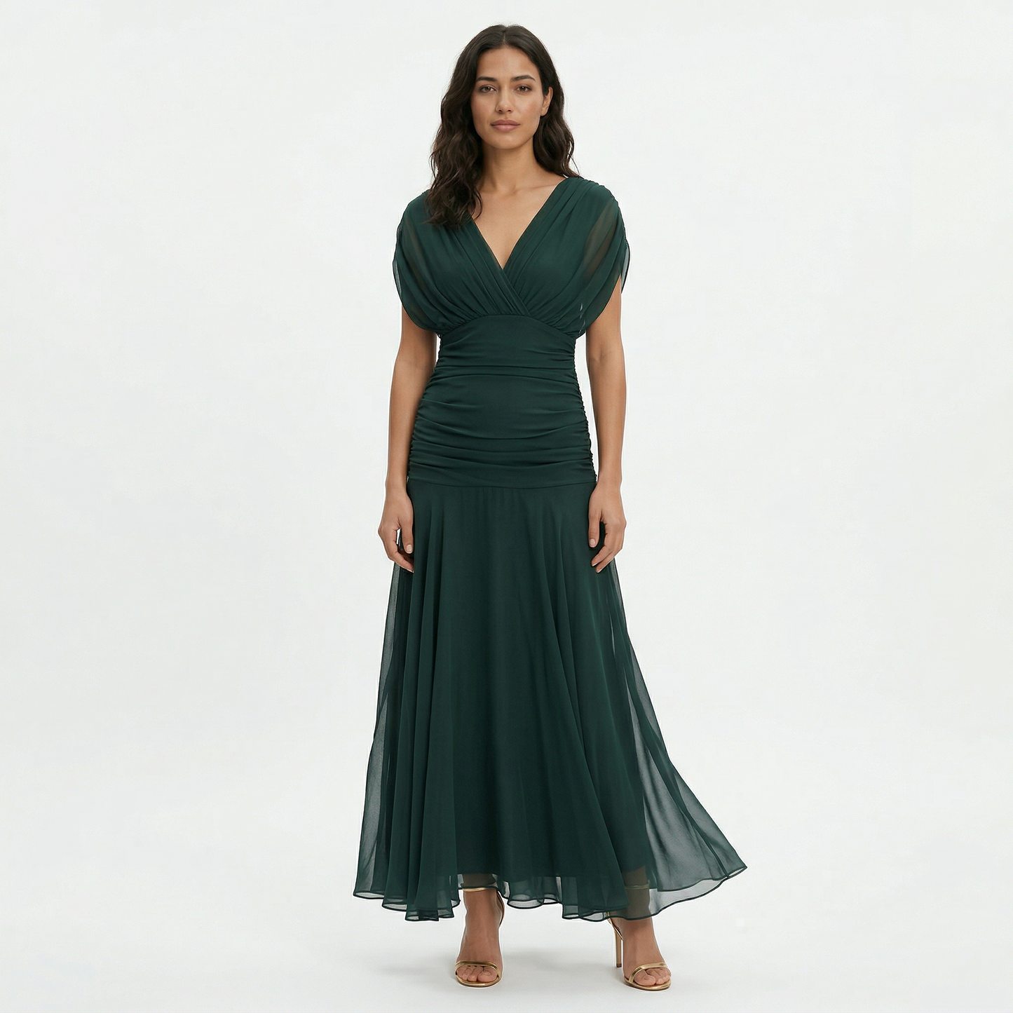 Vestido Largo Plisado Floral Mujer