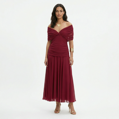 Vestido Largo Plisado Floral Mujer