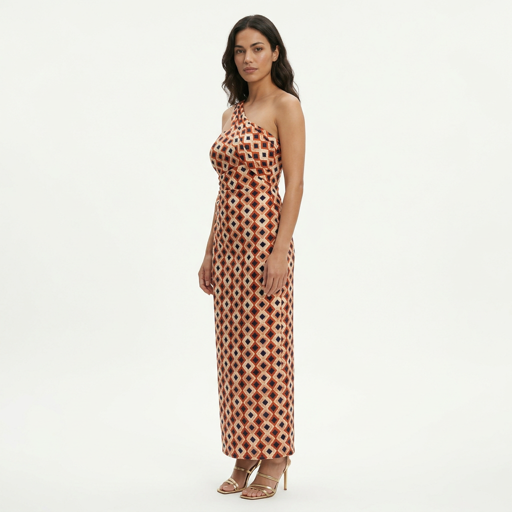 Vestido Midi Fiesta Un Hombro