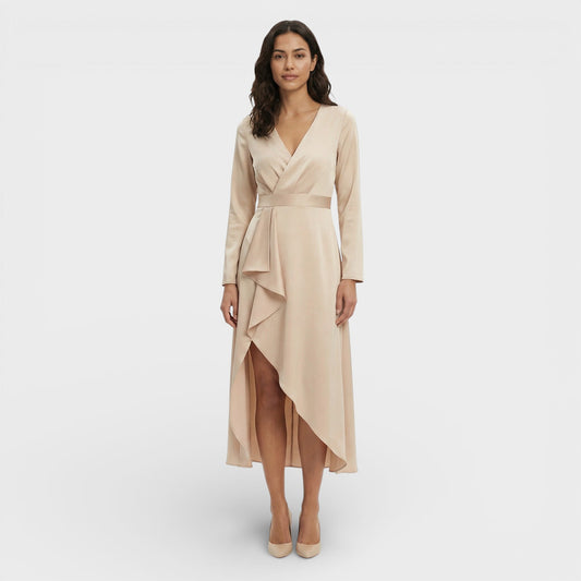 Vestido Midi Escote Pico Abertura