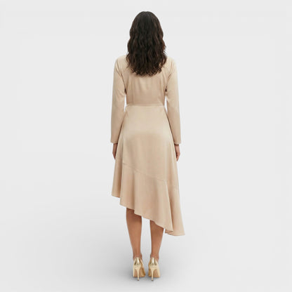 Vestido Midi Escote Pico Abertura
