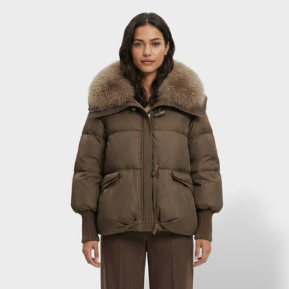 Chaqueta Acolchada con Cuello de Pelo Mujer