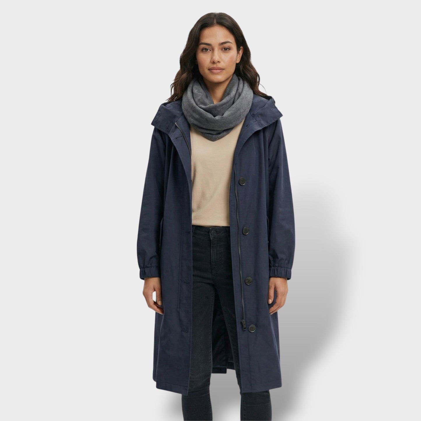Gabardina Trench Impermeable Beige Mujer