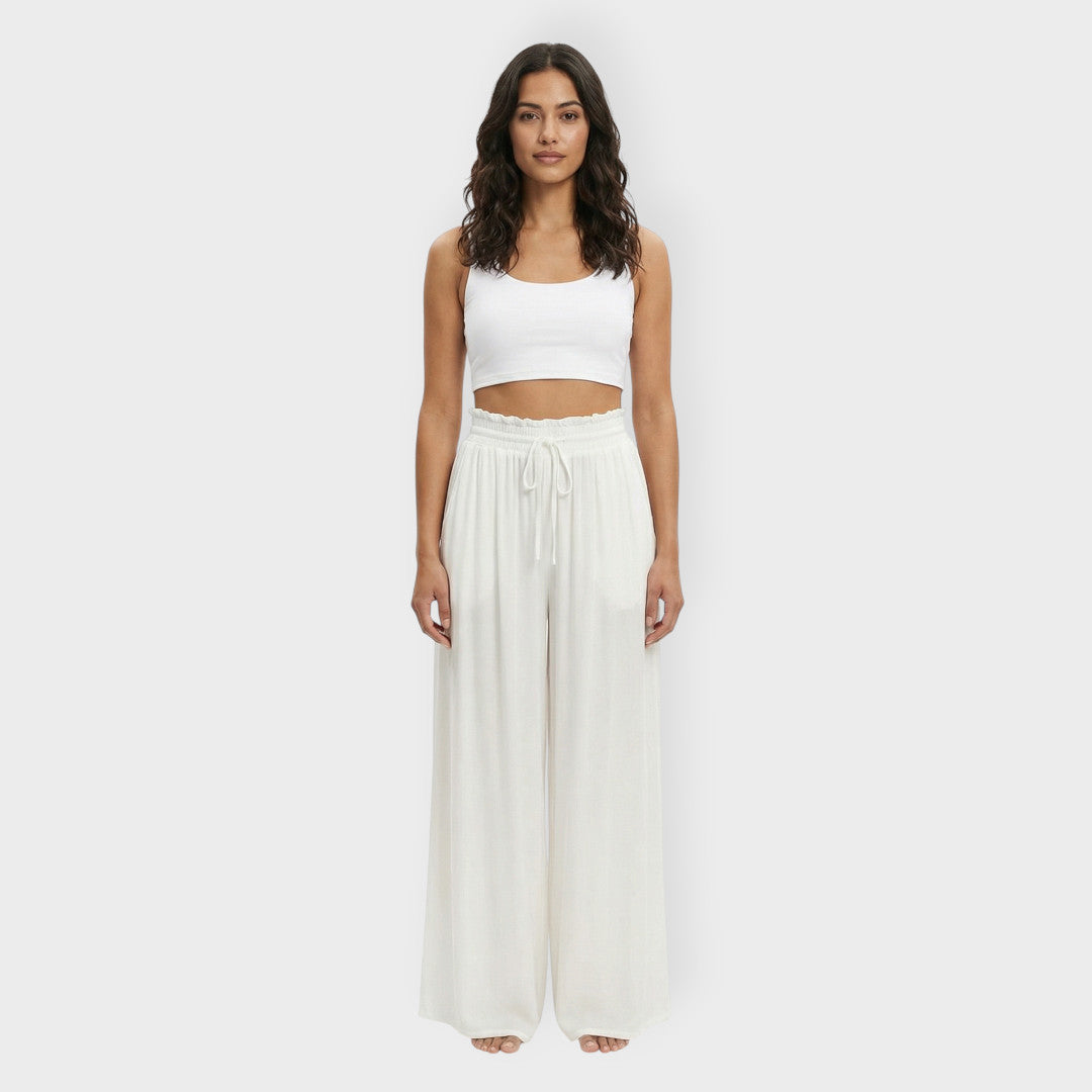 Pantalones Anchos Mujer Cintura Elástica