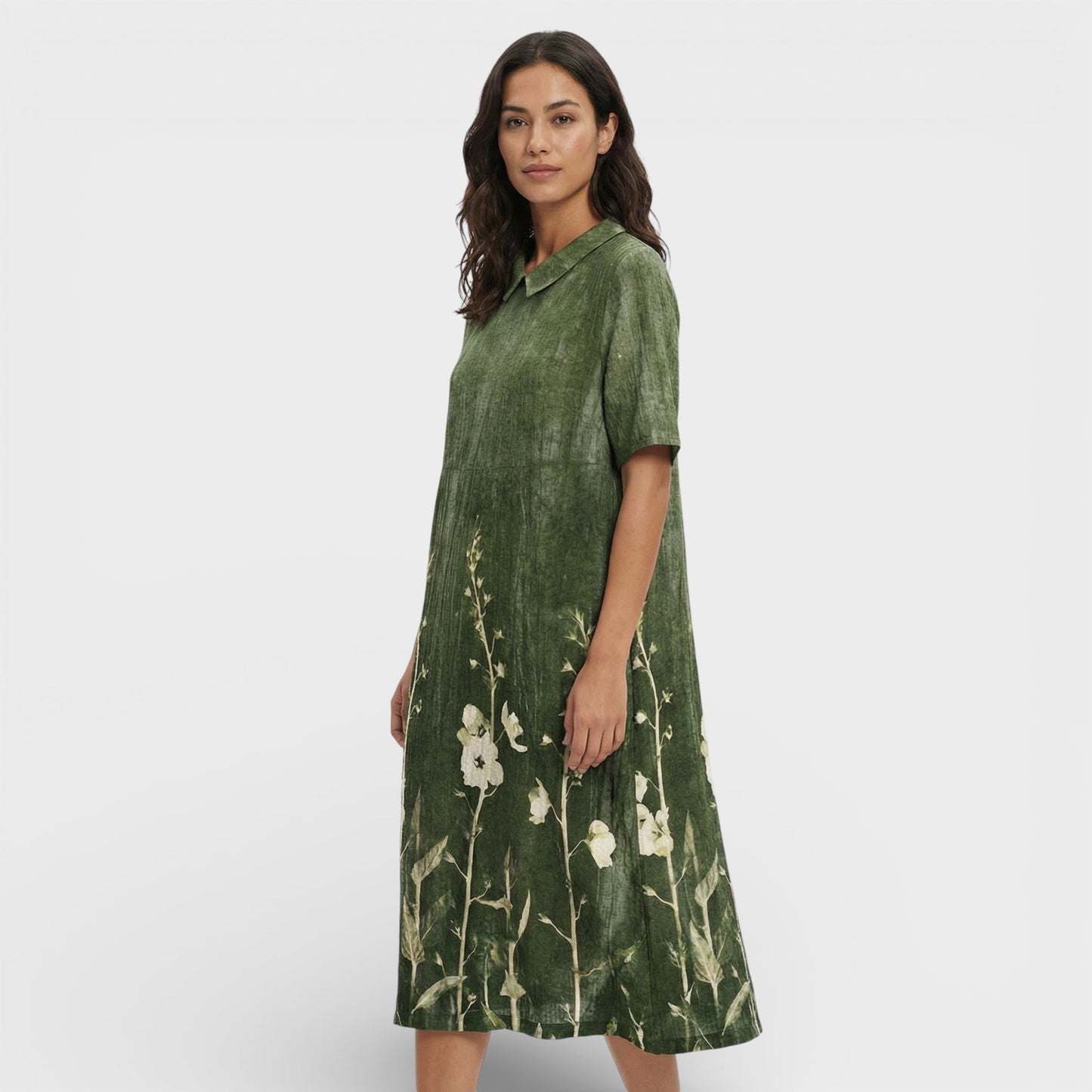 Vestido Floral Escote Pico Mujer