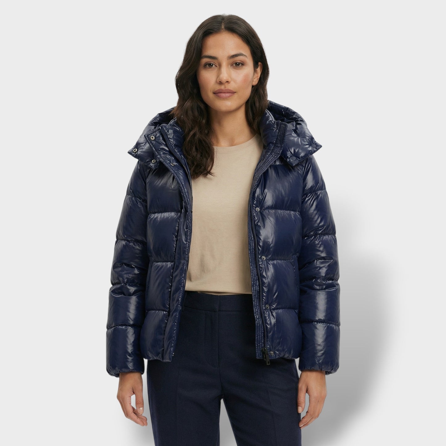 Chaqueta Cruzada con Capucha Mujer