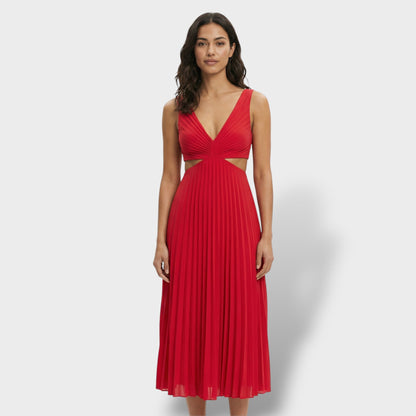 Vestido Midi Plisado Elegante Mujer