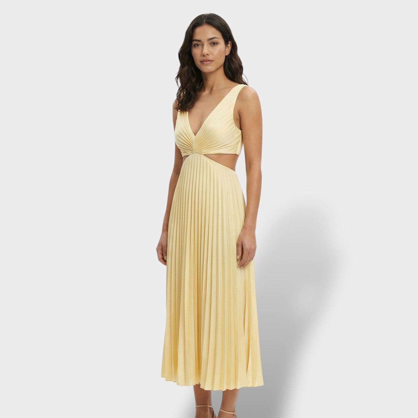 Vestido Midi Plisado Elegante Mujer
