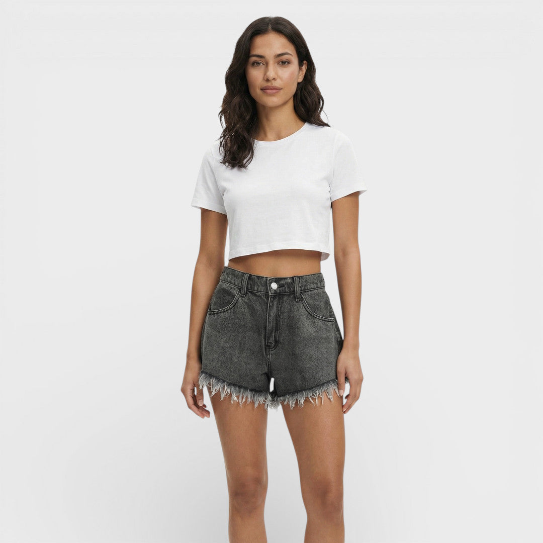 Pantalones Cortos Vaqueros Negros Mujer