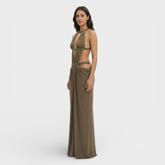 Vestido Largo Halter Lentejuelas Mujer