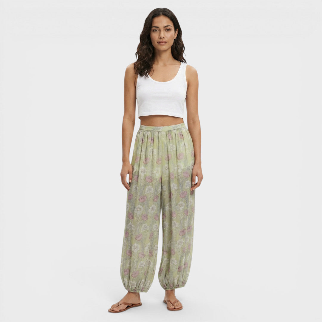 Pantalones Florales Mujer Pierna Ancha