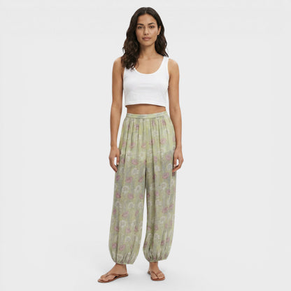 Pantalones Florales Mujer Pierna Ancha