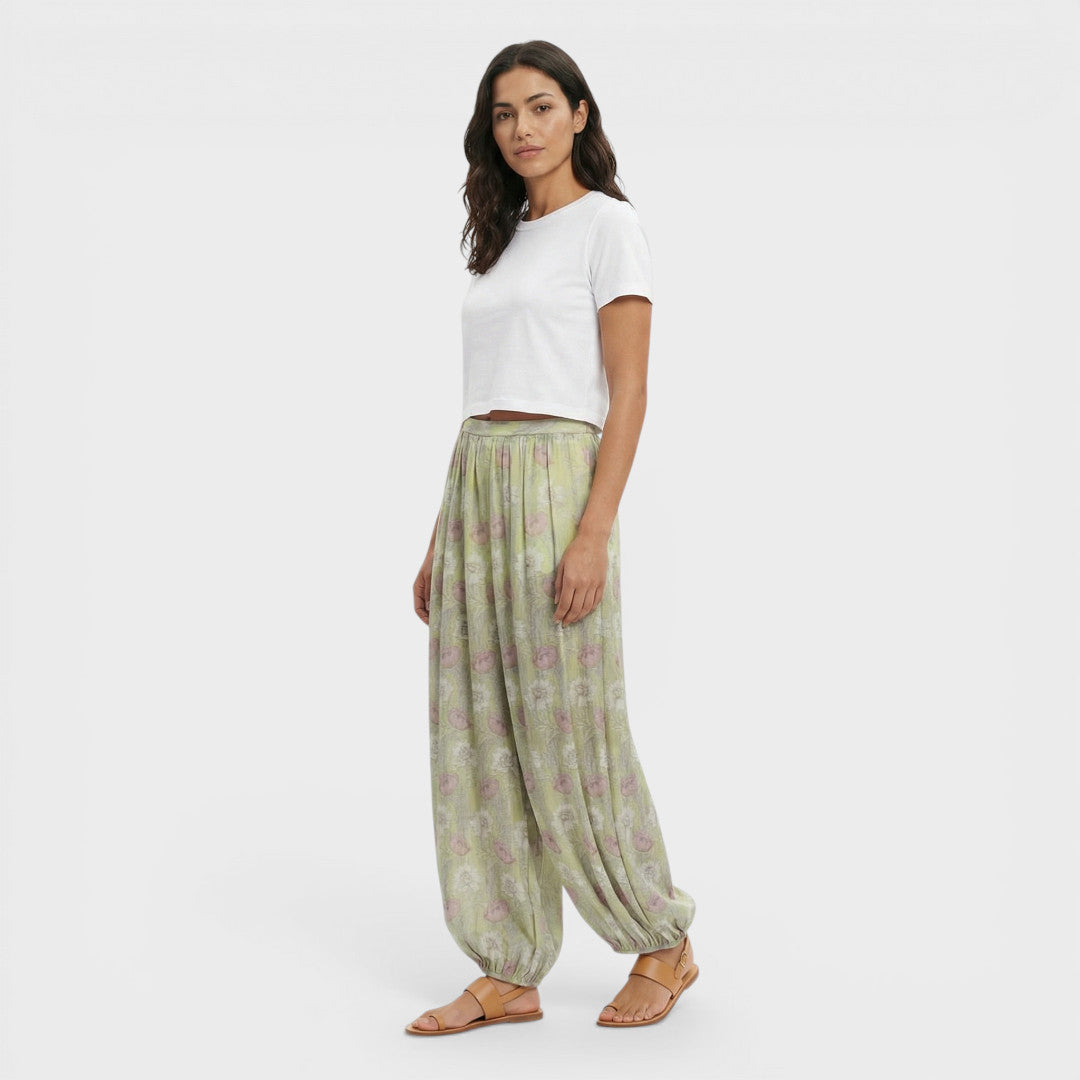 Pantalones Florales Mujer Pierna Ancha