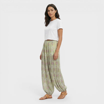 Pantalones Florales Mujer Pierna Ancha
