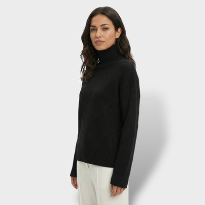 Jersey Mujer Cuello Alto Punto Rombos