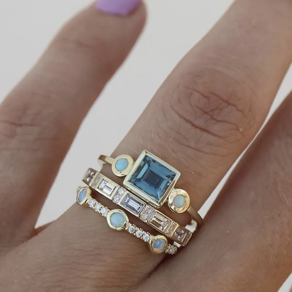 Darlene | Set de Anillos Vintage de Cristal Azul