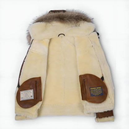 Aron | Chaqueta Bomber con Capucha de Piel