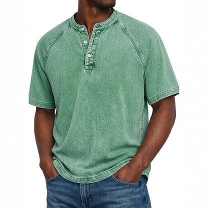 André | Camiseta Henley Denim Vintage