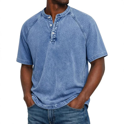 André | Camiseta Henley Denim Vintage