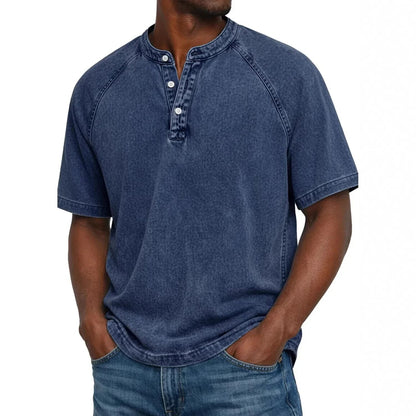 André | Camiseta Henley Denim Vintage