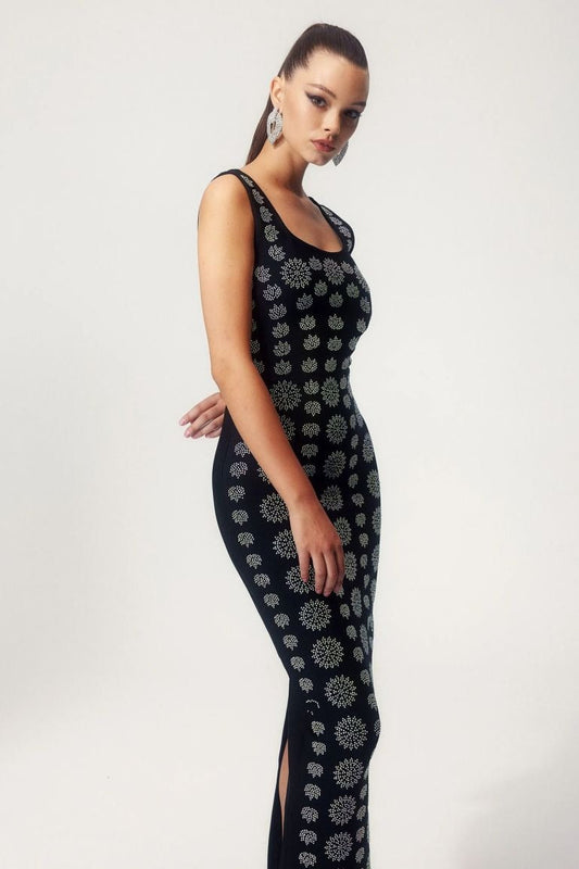Moira | Vestido Maxi Ajustado con Diamantes