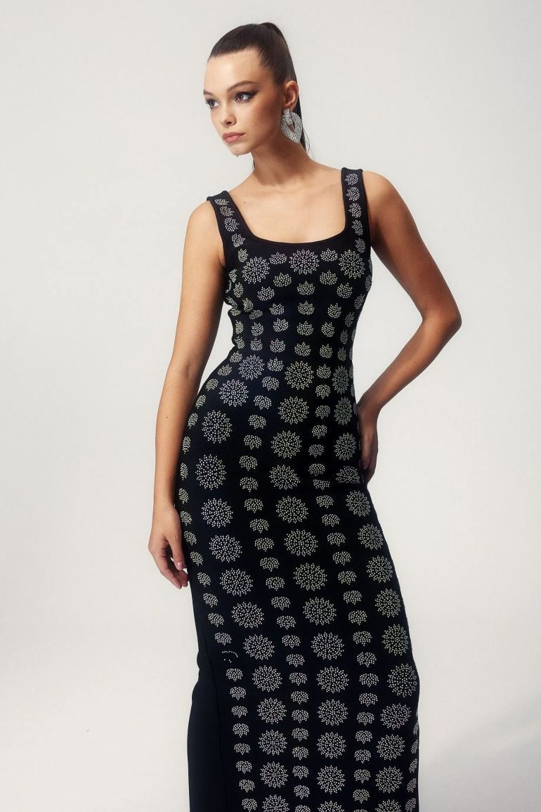 Moira | Vestido Maxi Ajustado con Diamantes