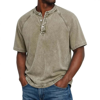 André | Camiseta Henley Denim Vintage