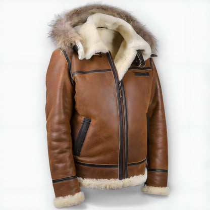 Aron | Chaqueta Bomber con Capucha de Piel