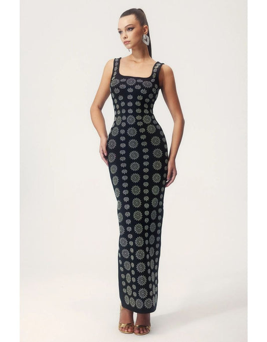 Moira | Vestido Maxi Ajustado con Diamantes