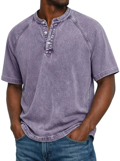 André | Camiseta Henley Denim Vintage