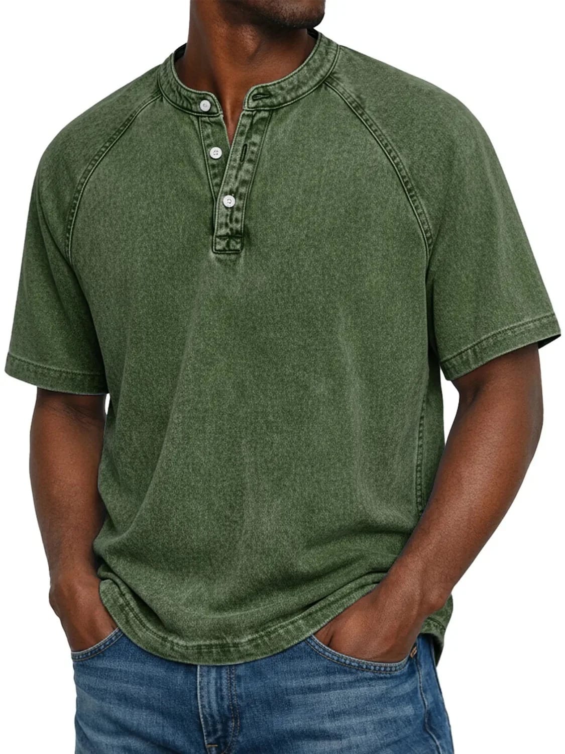 André | Camiseta Henley Denim Vintage