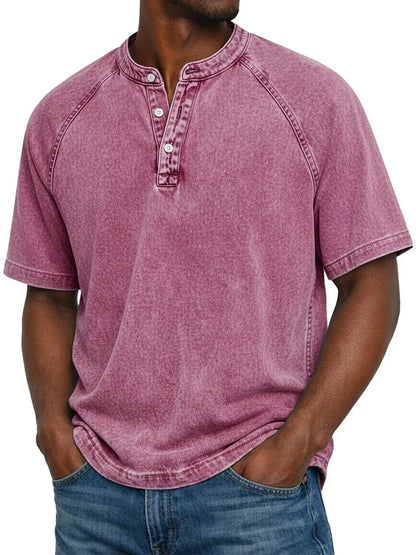 André | Camiseta Henley Denim Vintage