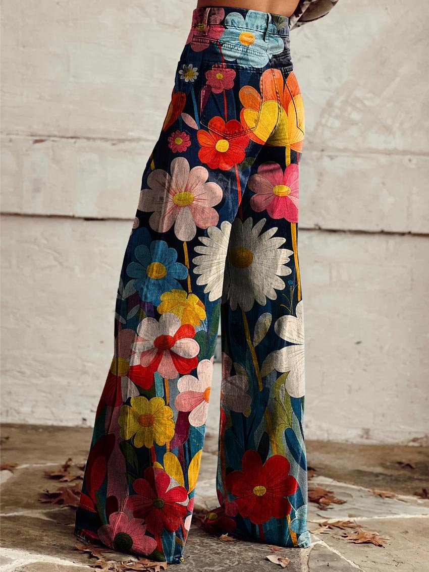 Léna | Pantalones Anchos de Flores