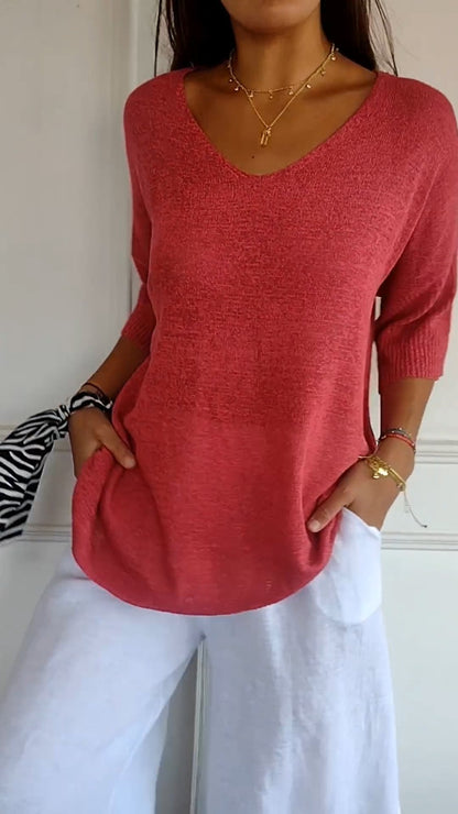 Lauren | Top Casual con Cuello en V