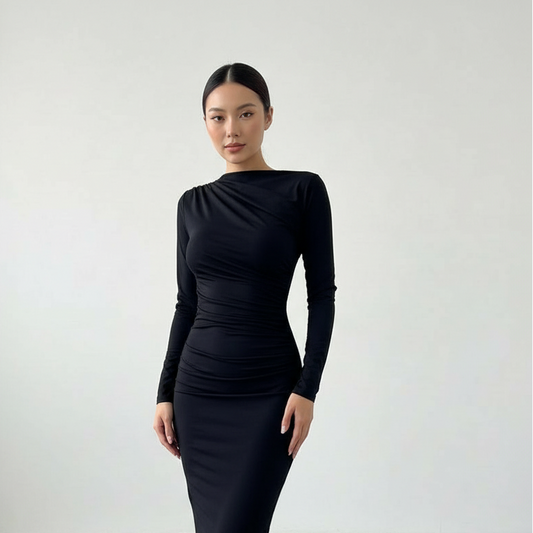 Marie | Vestido Largo Drapeado Bodycon
